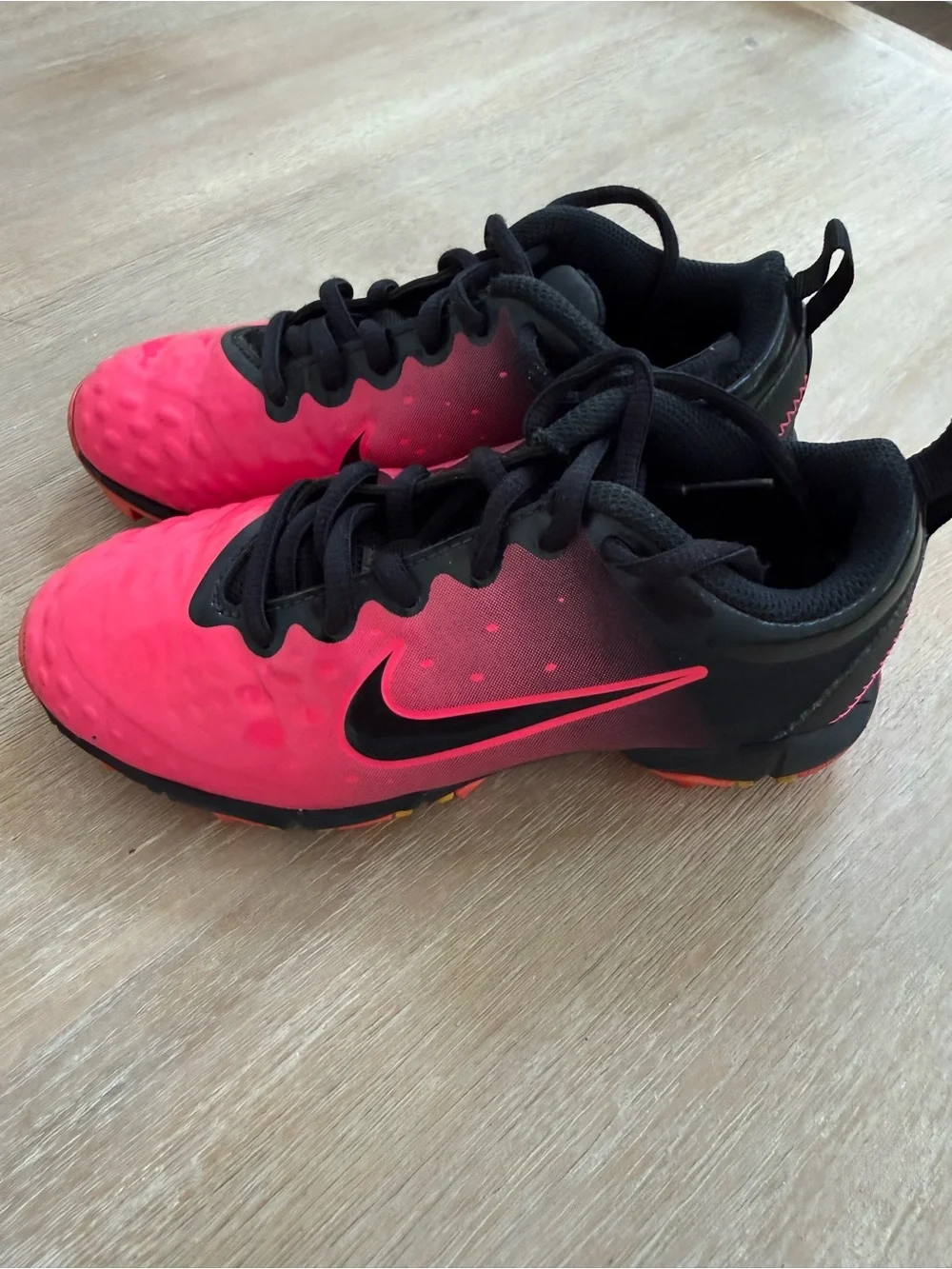 Nike Kids Hot Pink and Black Soccer Shoes